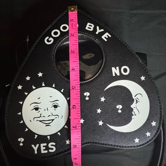 Black Ouija Planchette, Crossbody Bag with Moon and Sun Design bag. - Picture 7 of 7